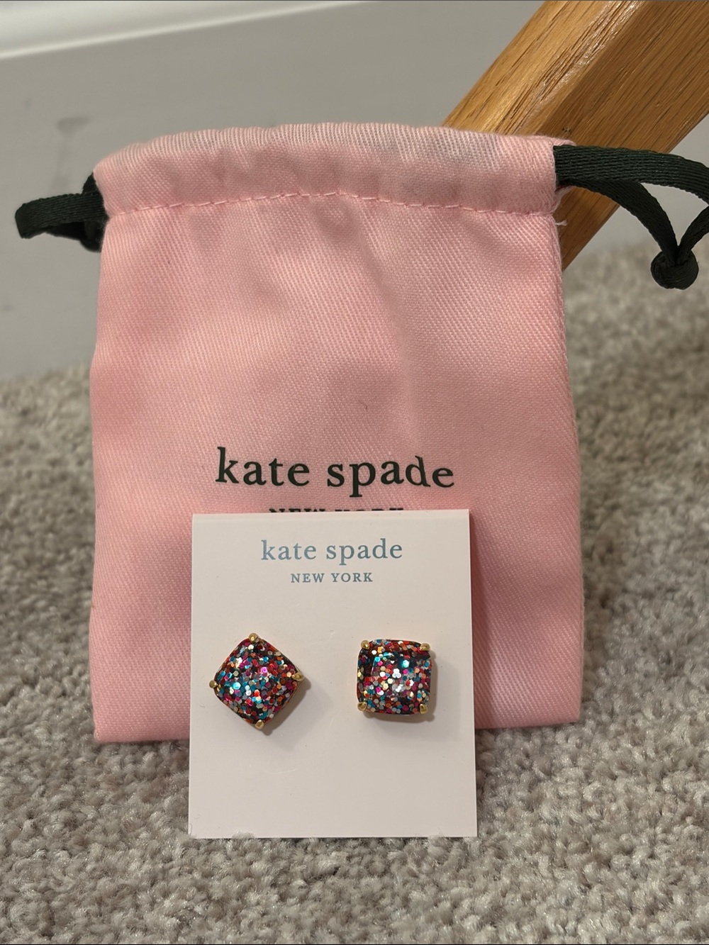 kate spade Multicolor Glitter Square Stud Earrings